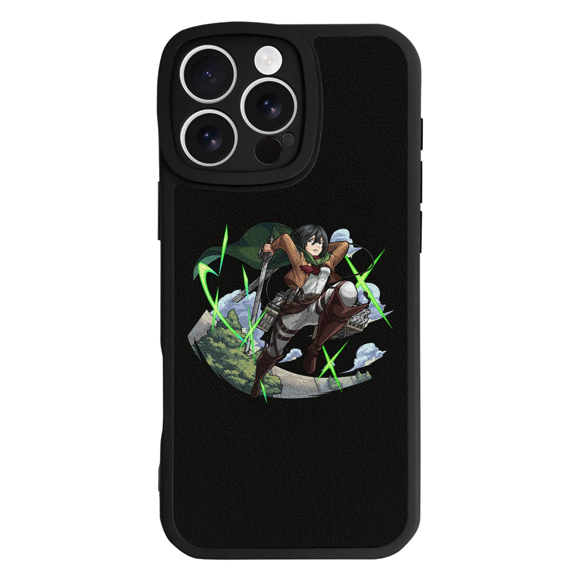 （画像用） 進撃の巨人 ミカサ·アッカーマン Attack on Titan Mikasa Ackerman 【iPhone 16シリーズ対応】シリコンスマホケース（レザー調） 材質：シリコン
